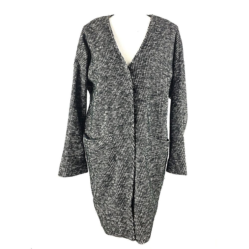 Madewell Womens Space Dye Marled Wool Blend Jacket Small‎ Gray Snap Coat B5976